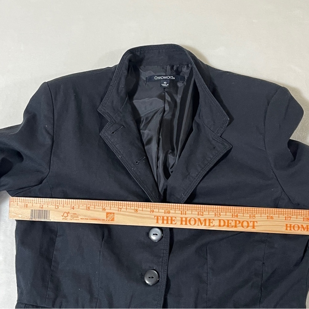 Chadwicks Linen Blend Military Style Jacket Blazer Black Size 10 - Picture 7 of 9